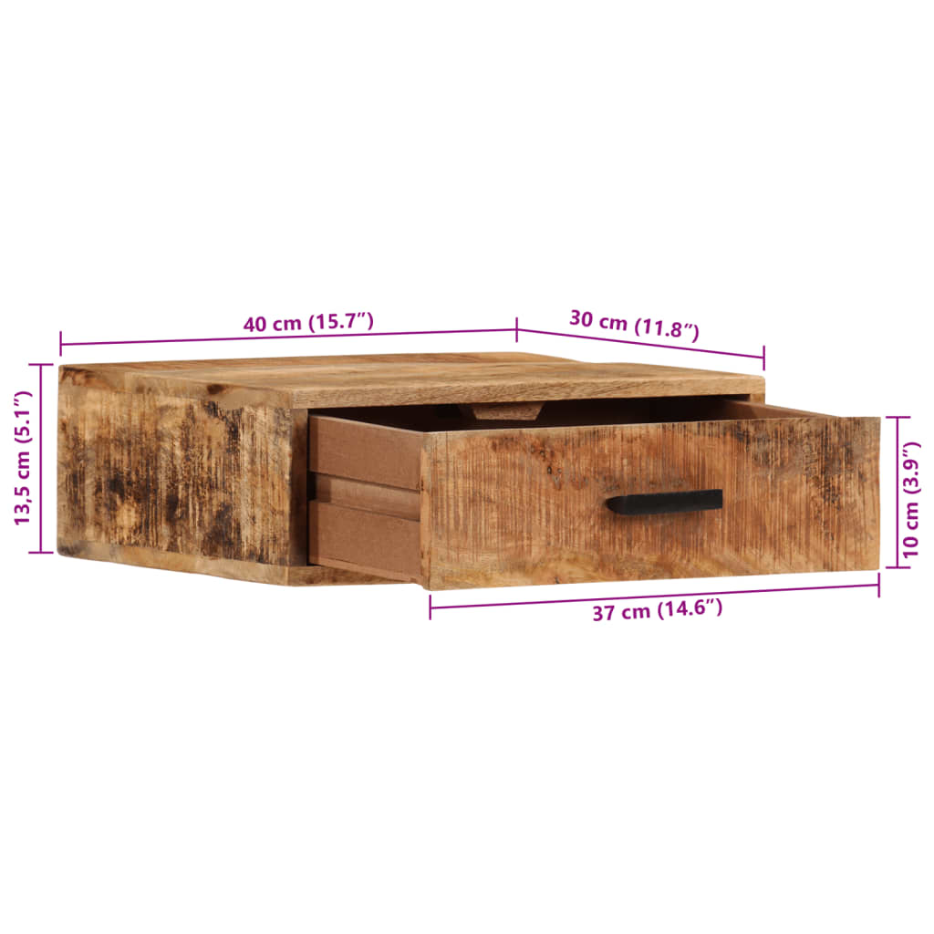 vidaXL Wall-mounted Bedside Cabinet 40x30x13.5 cm Solid Wood Mango