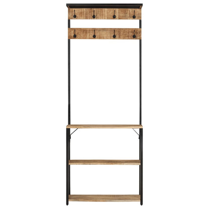 vidaXL Coat Rack with Shoe Storage 68x30x182 cm Solid Rough Mango Wood