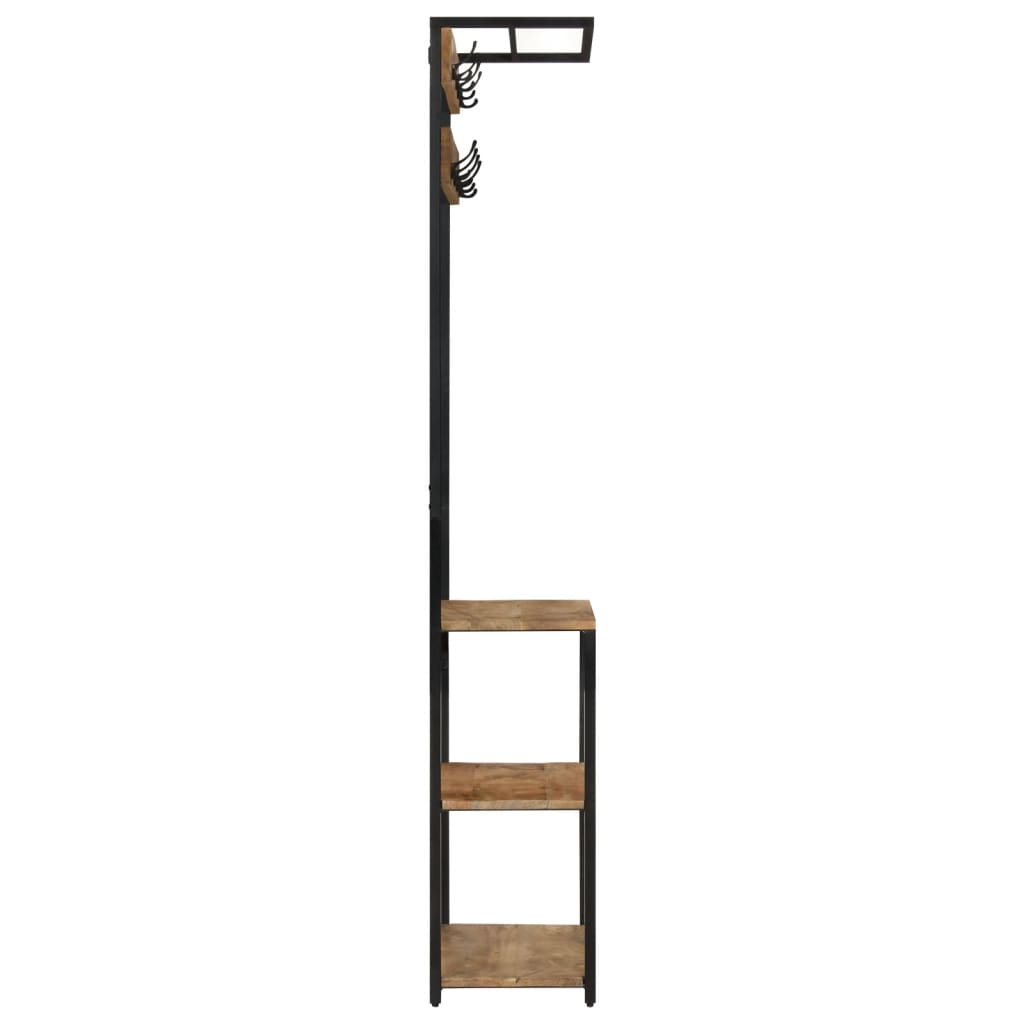 vidaXL Coat Rack with Shoe Storage 68x30x182 cm Solid Rough Mango Wood