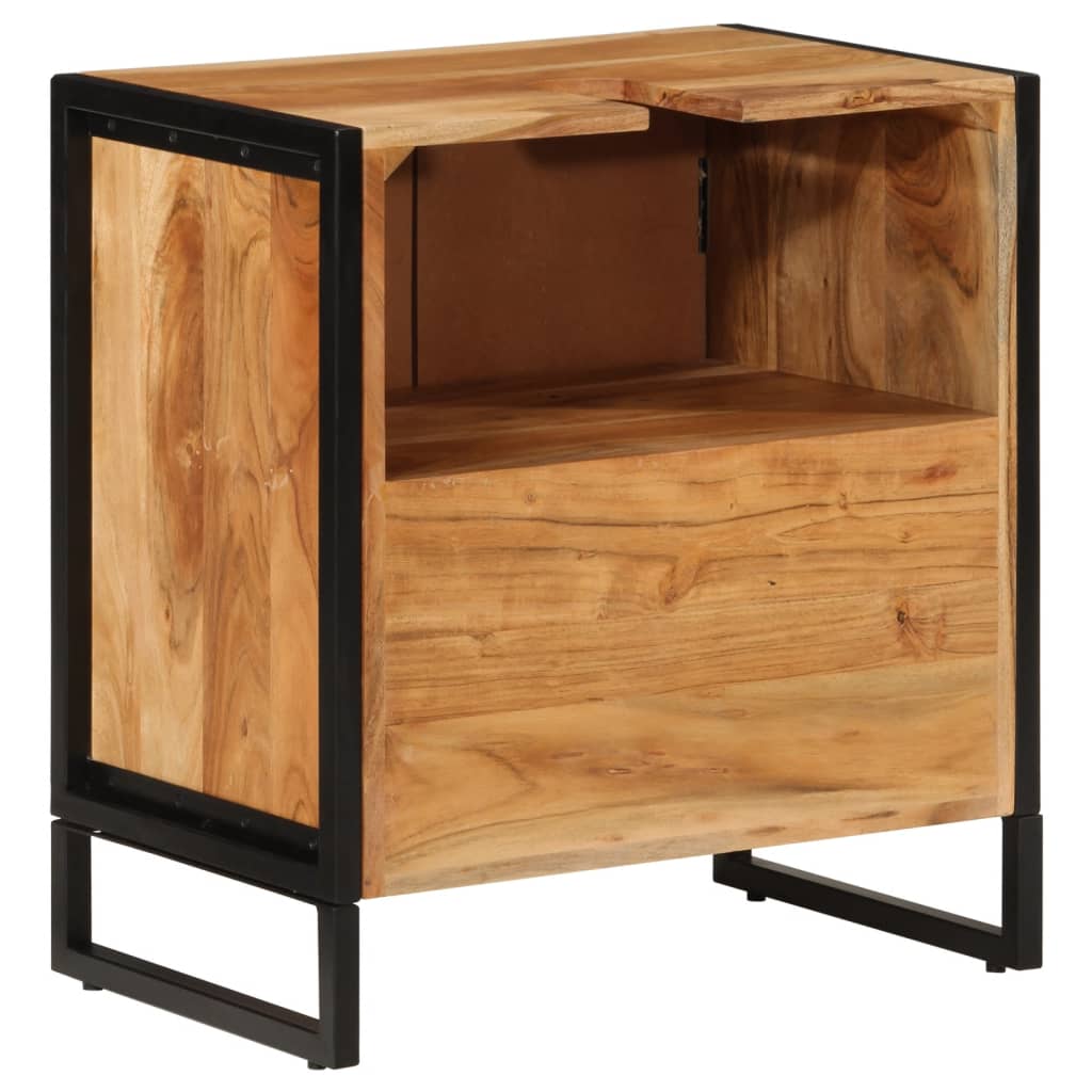 vidaXL Bathroom Cabinet 55x35x60 cm Solid Wood Acacia and Iron