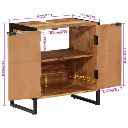 vidaXL Bathroom Cabinet 55x35x60 cm Solid Wood Acacia and Iron