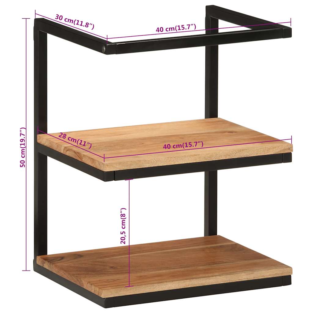 vidaXL Wall Shelf 40x30x50 cm Solid Wood Acacia and Iron