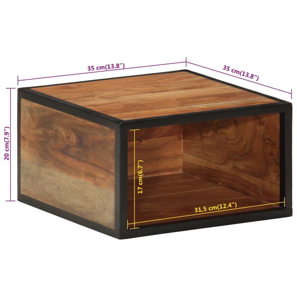 vidaXL Wall-mounted Bedside Cabinet 35x35x20 cm Solid Wood Acacia