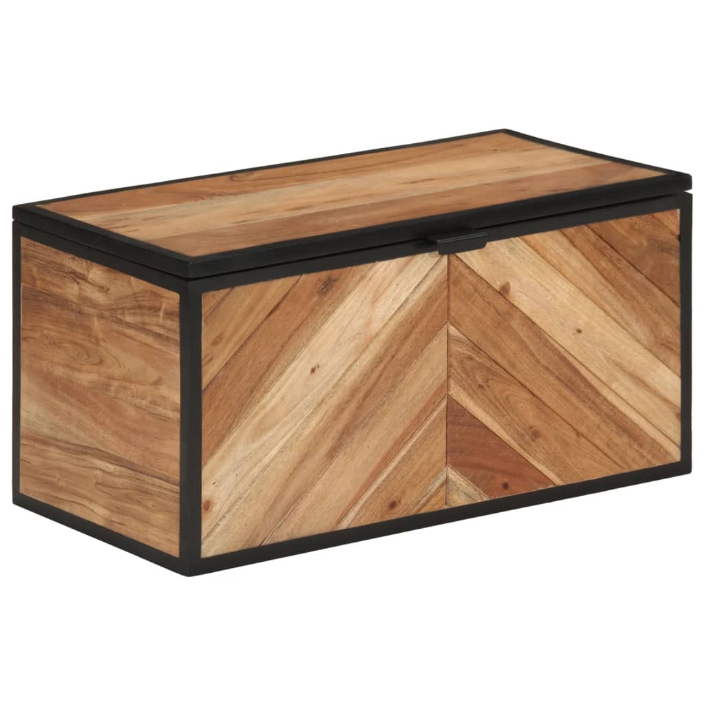 vidaXL Storage Box 60x30x30 cm Solid Wood Acacia and Iron