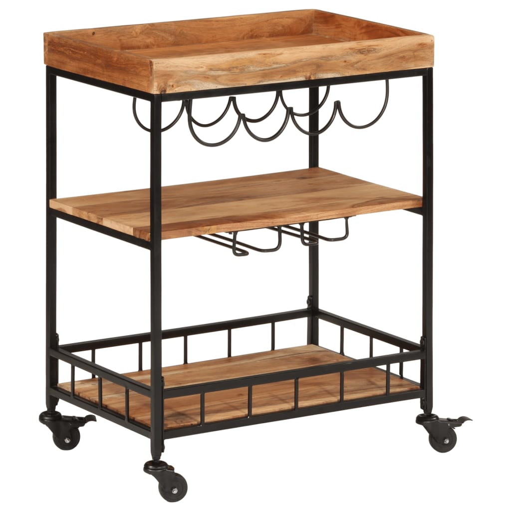 vidaXL Bar Cart 60x40x80 cm Solid Wood Acacia and Iron
