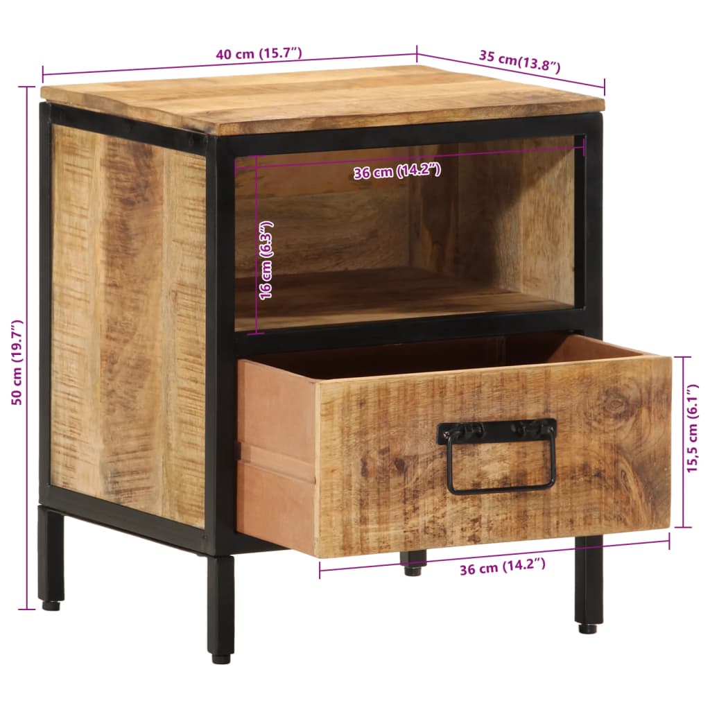 vidaXL Bedside Cabinet 40x35x50 cm Solid Wood Mango