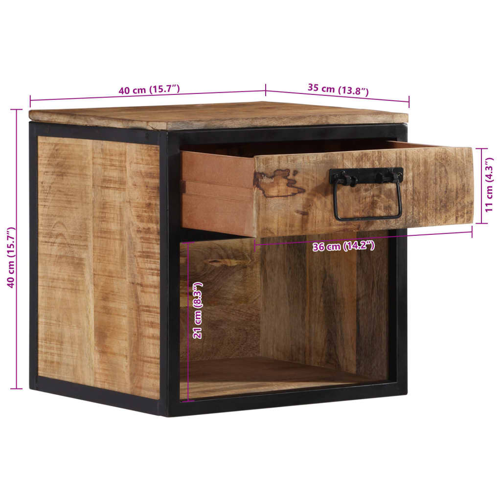 vidaXL Bedside Cabinet 40x35x40 cm Solid Wood Mango