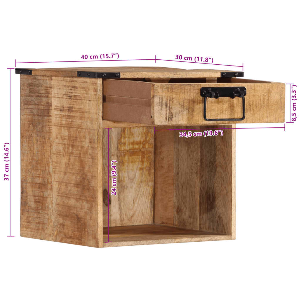 vidaXL Bedside Cabinet 40x30x37 cm Solid Wood Mango