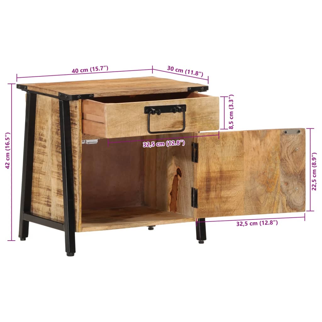 vidaXL Bedside Cabinet 40x30x42 cm Solid Wood Mango