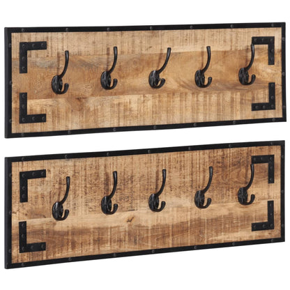 vidaXL Coat Racks 2 pcs 80x8x25 cm Solid Rough Wood Mango