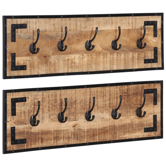 vidaXL Coat Racks 2 pcs 80x8x25 cm Solid Rough Wood Mango