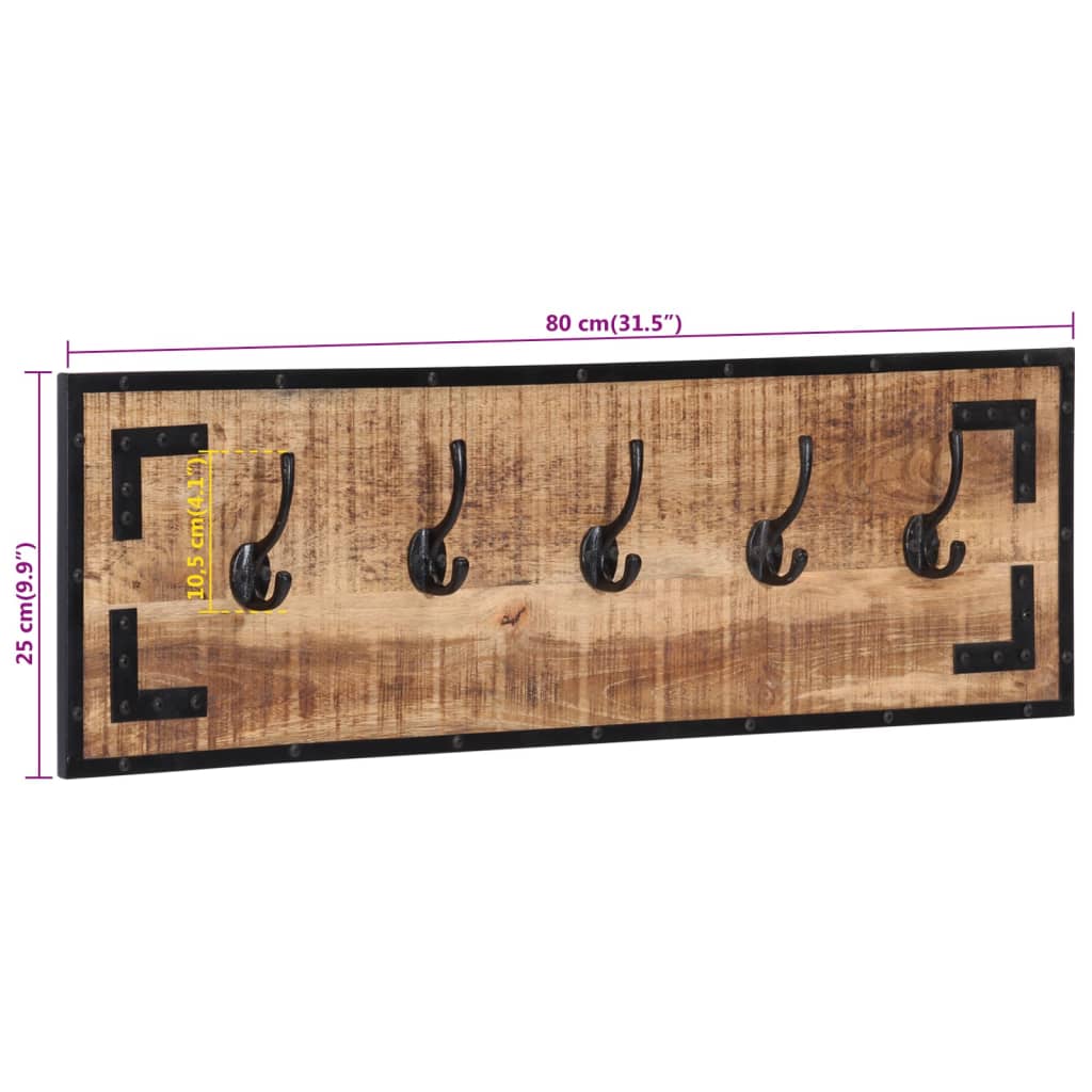 vidaXL Coat Racks 2 pcs 80x8x25 cm Solid Rough Wood Mango