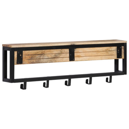 vidaXL Coat Rack 87x10x27 cm Solid Rough Wood Mango