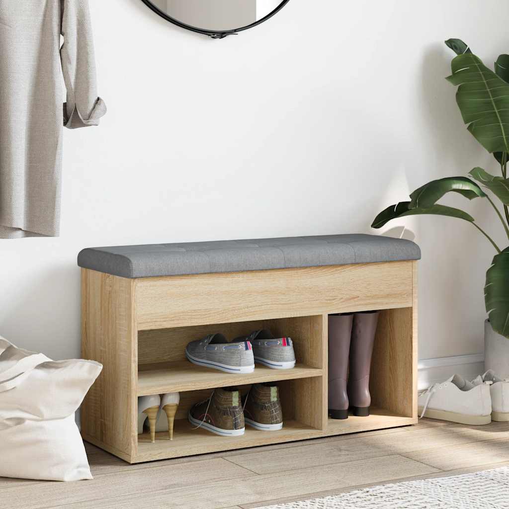 vidaXL Shoe Bench Sonoma Oak 82x32x45.5 cm Engineered Wood