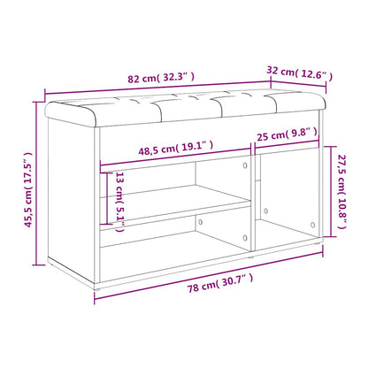 vidaXL Shoe Bench Sonoma Oak 82x32x45.5 cm Engineered Wood