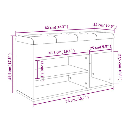 vidaXL Shoe Bench Sonoma Oak 82x32x45.5 cm Engineered Wood