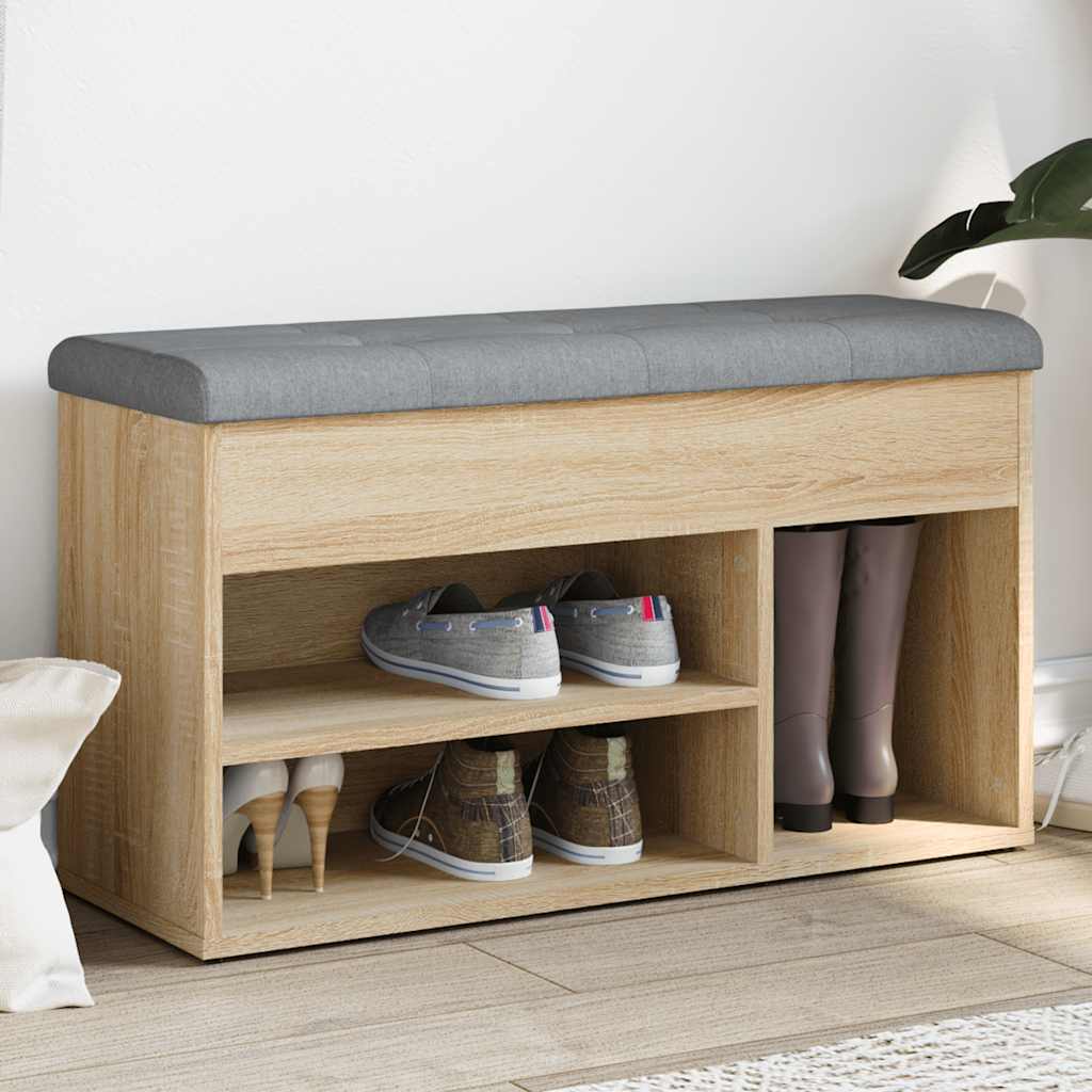 vidaXL Shoe Bench Sonoma Oak 82x32x45.5 cm Engineered Wood