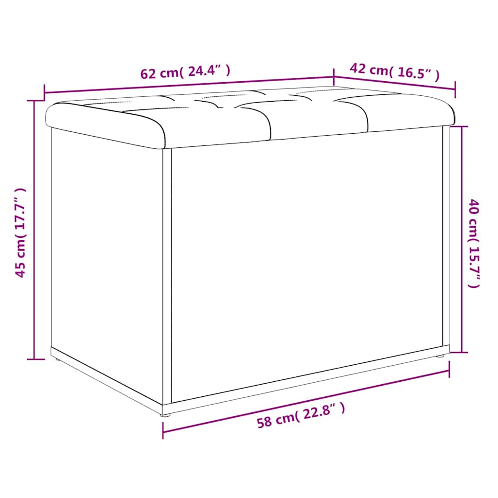 vidaXL Storage Bench Sonoma Oak 62x42x45 cm Engineered Wood