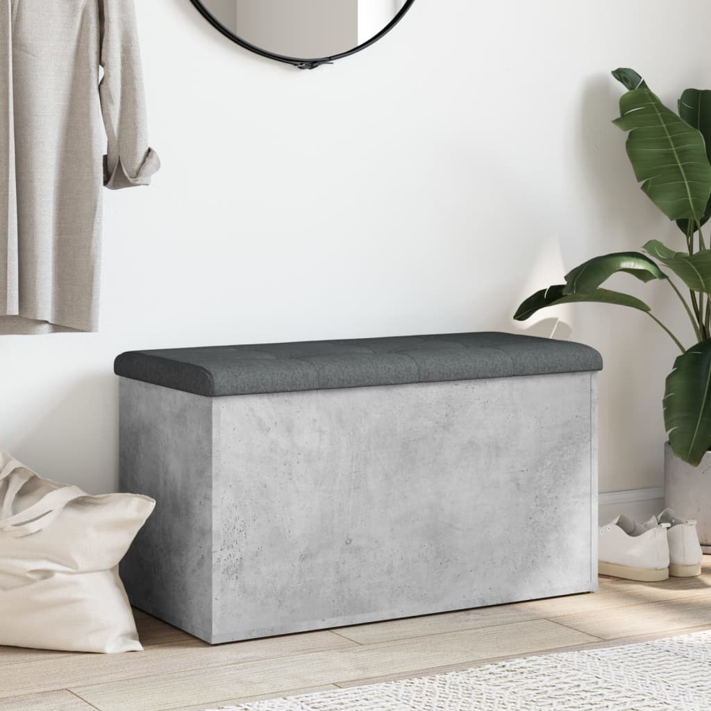 vidaXL Storage Bench Concrete Grey 82x42x45 cm Engineered Wood
