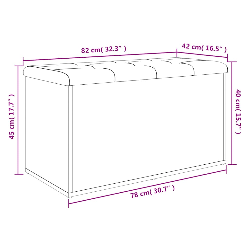 vidaXL Storage Bench Concrete Grey 82x42x45 cm Engineered Wood