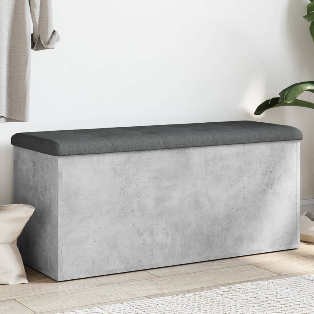 vidaXL Storage Bench Concrete Grey 102x42x45 cm Engineered Wood