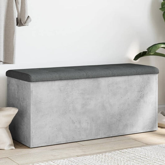vidaXL Storage Bench Concrete Grey 102x42x45 cm Engineered Wood