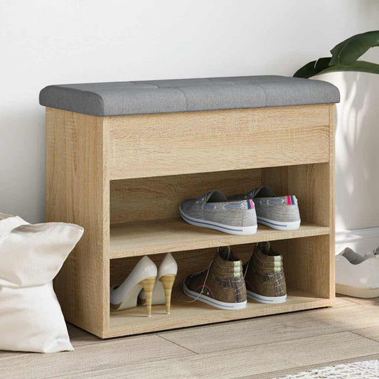vidaXL Shoe Bench Sonoma Oak 62x32x50 cm Engineered Wood