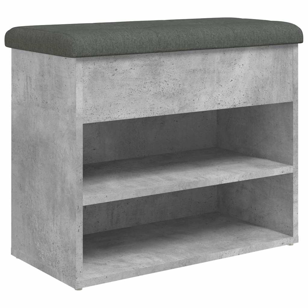 vidaXL Shoe Bench Concrete Grey 62x32x50 cm Engineered Wood