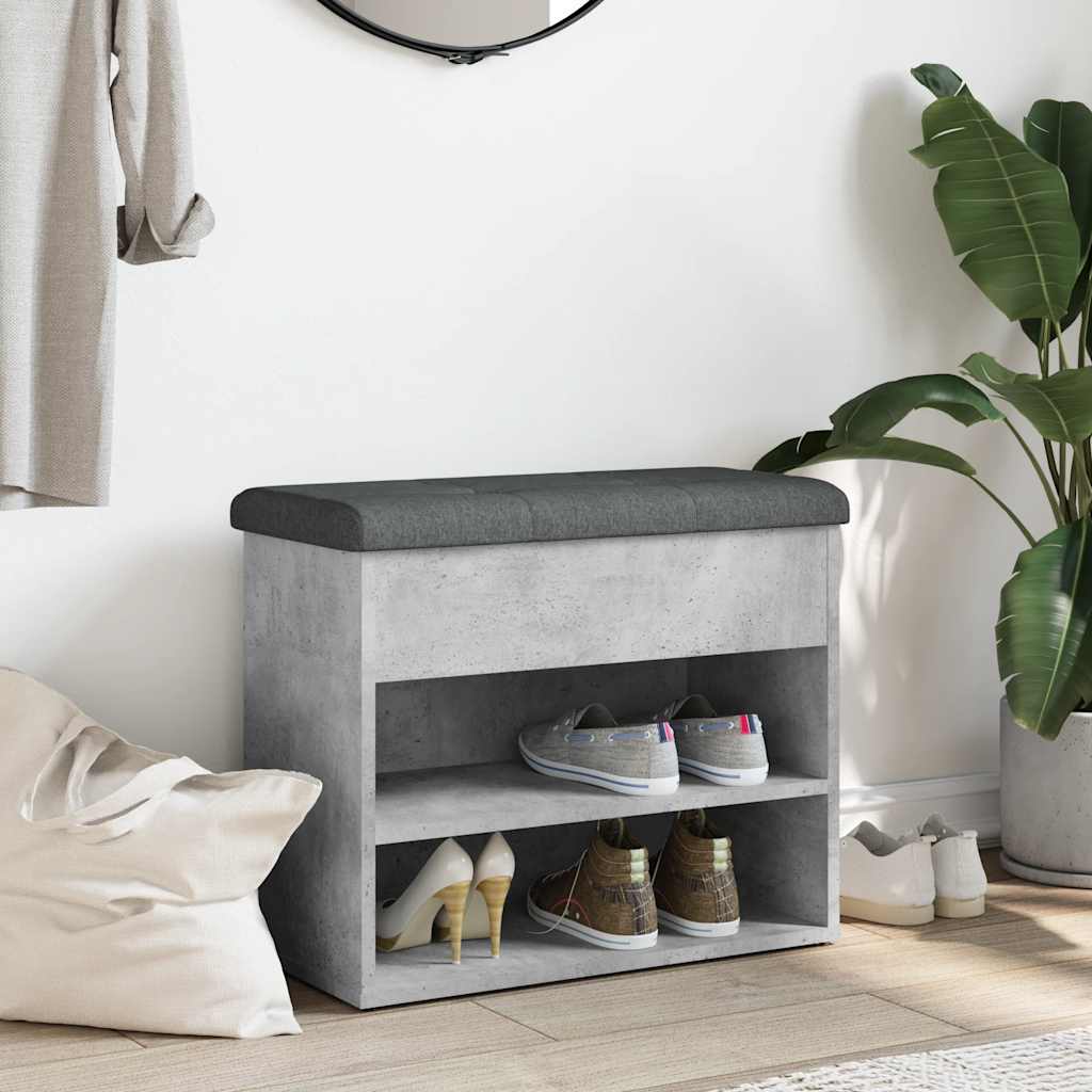 vidaXL Shoe Bench Concrete Grey 62x32x50 cm Engineered Wood