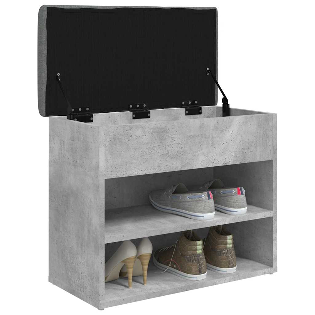vidaXL Shoe Bench Concrete Grey 62x32x50 cm Engineered Wood