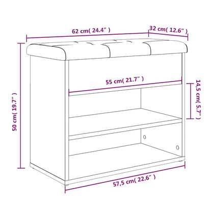 vidaXL Shoe Bench Concrete Grey 62x32x50 cm Engineered Wood
