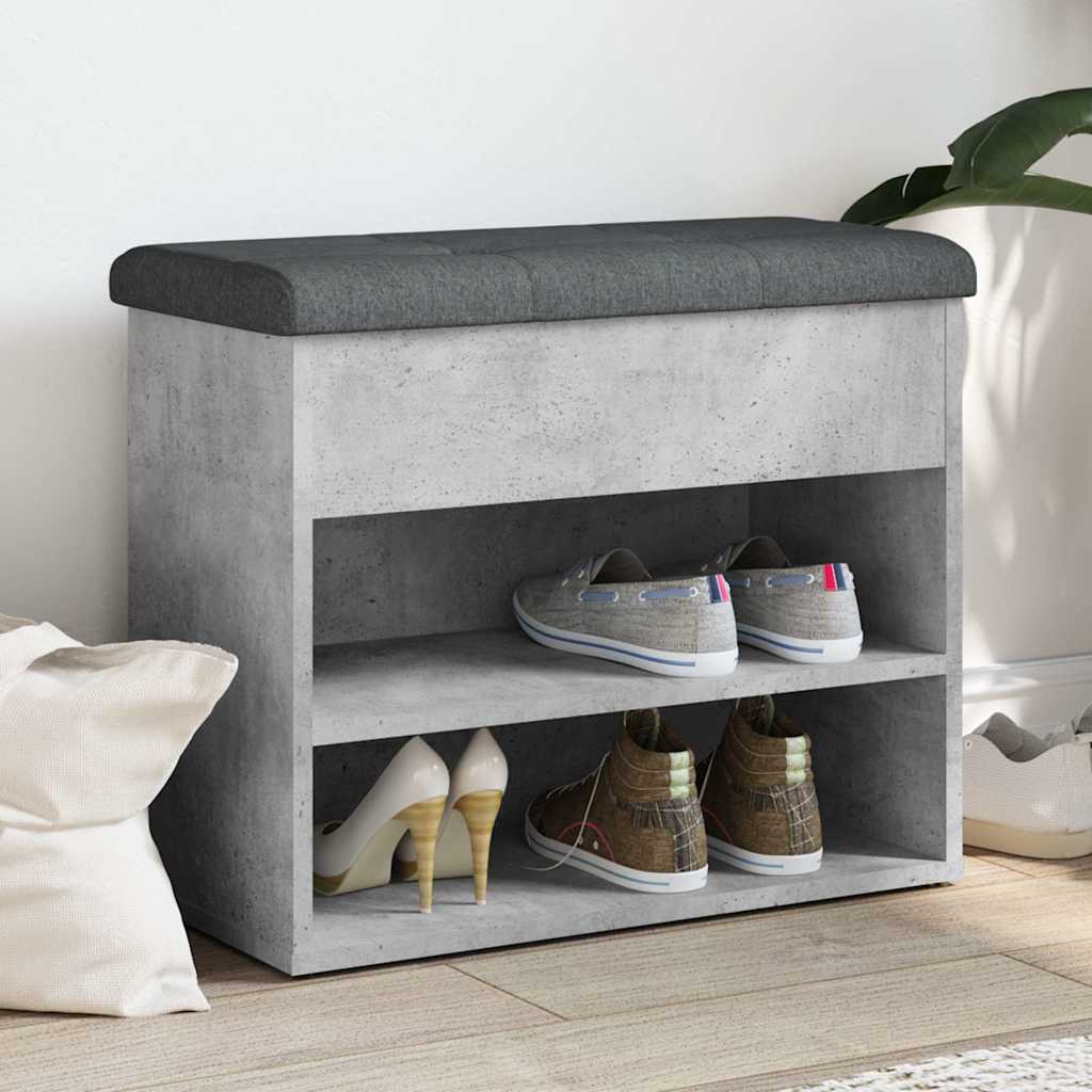 vidaXL Shoe Bench Concrete Grey 62x32x50 cm Engineered Wood