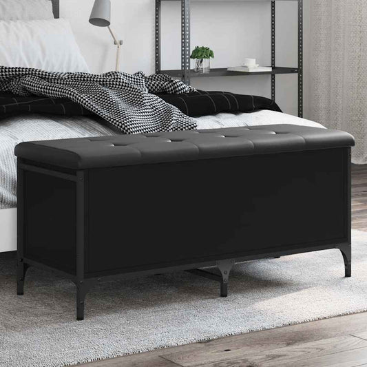 vidaXL Storage Bench Black 102x42x45 cm Engineered Wood
