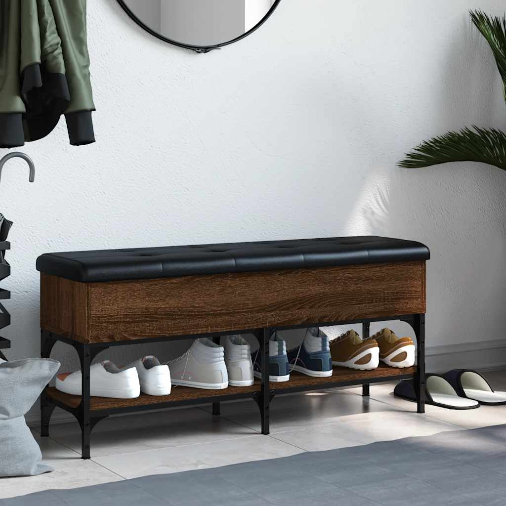 vidaXL Shoe Bench Brown Oak 102x32x45 cm Engineered Wood