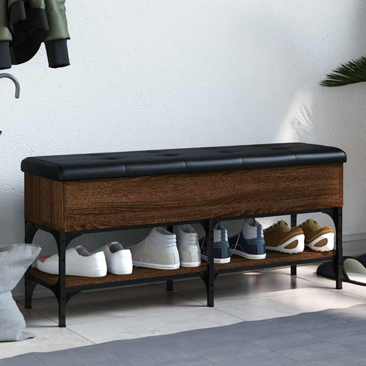 vidaXL Shoe Bench Brown Oak 102x32x45 cm Engineered Wood