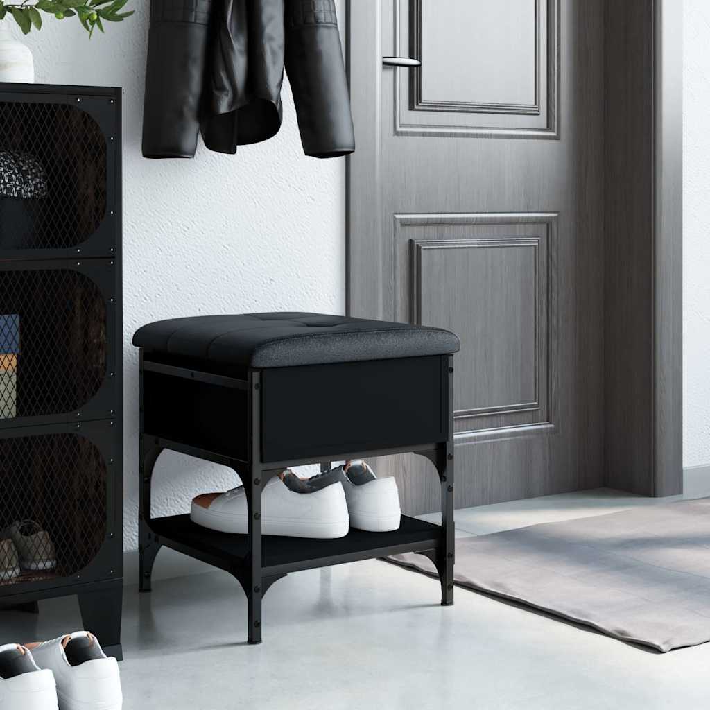 vidaXL Shoe Bench Black 42x42x45 cm Engineered Wood