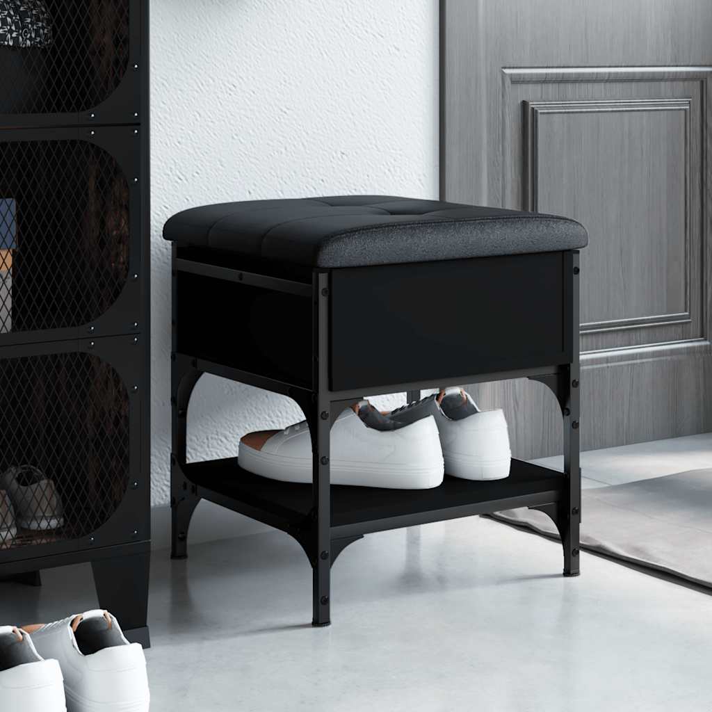 vidaXL Shoe Bench Black 42x42x45 cm Engineered Wood