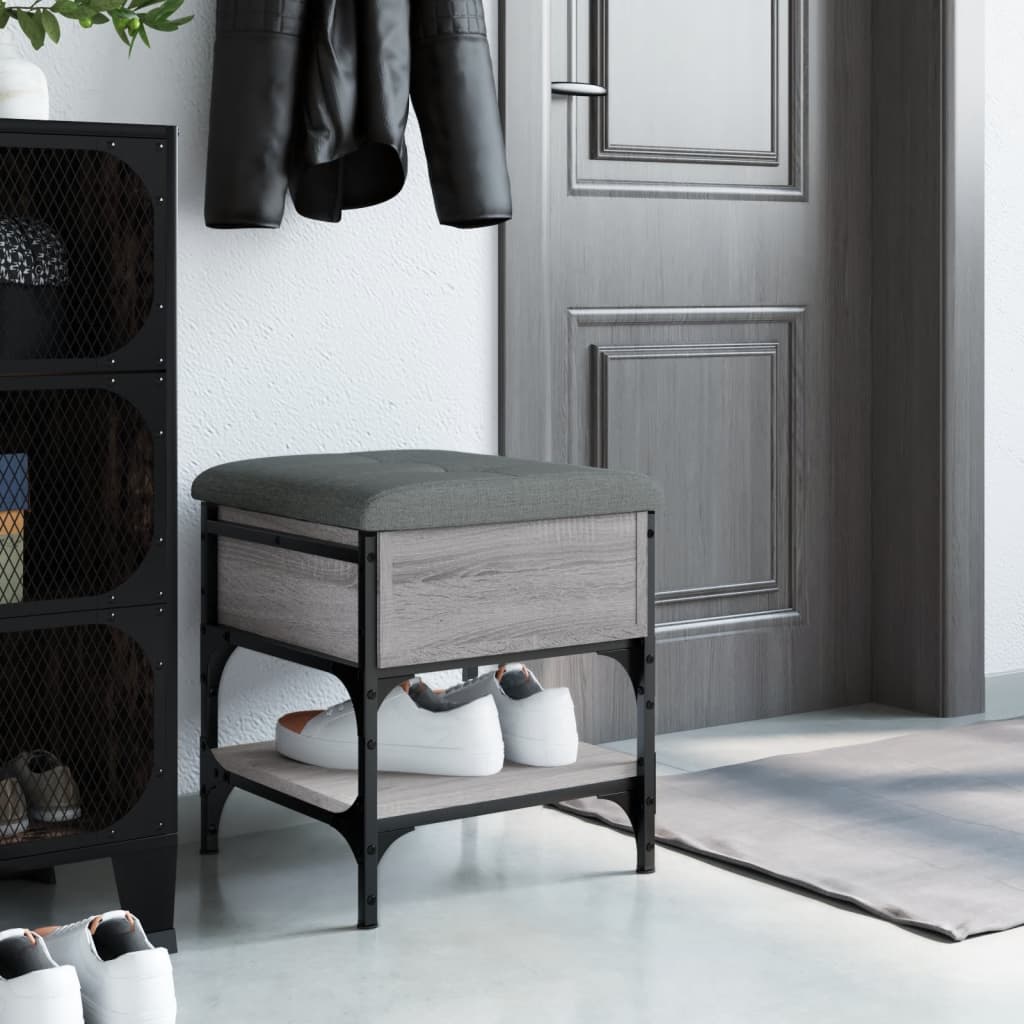 vidaXL Shoe Bench Grey Sonoma 42x42x45 cm Engineered Wood