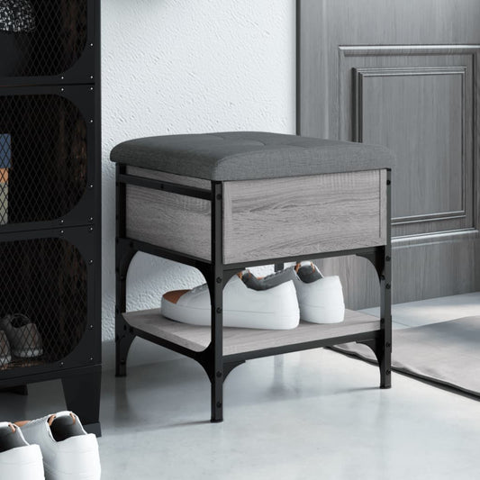 vidaXL Shoe Bench Grey Sonoma 42x42x45 cm Engineered Wood