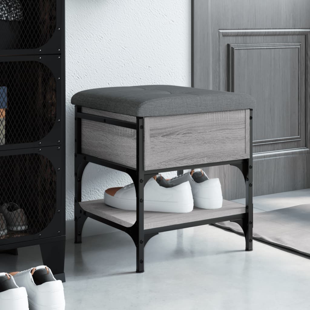 vidaXL Shoe Bench Grey Sonoma 42x42x45 cm Engineered Wood