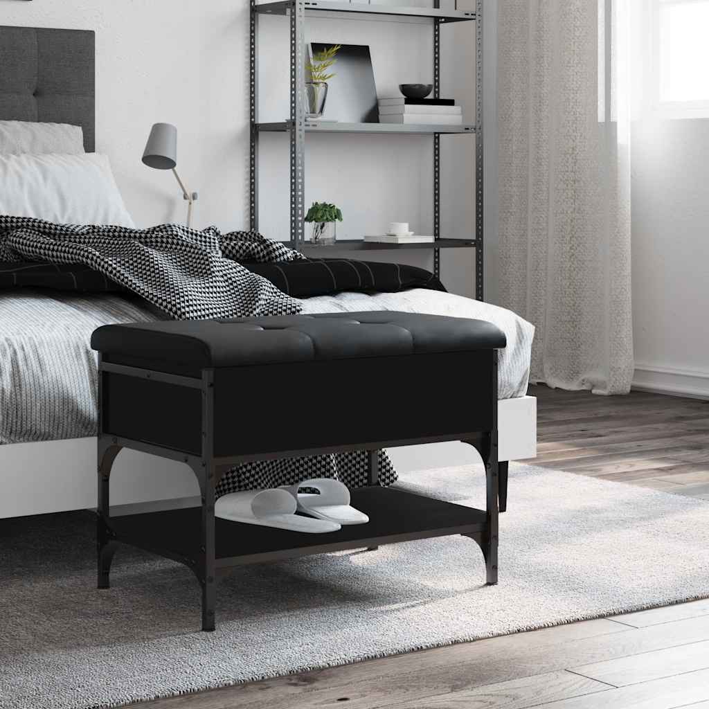 vidaXL Shoe Bench Black 62x42x45 cm Engineered Wood