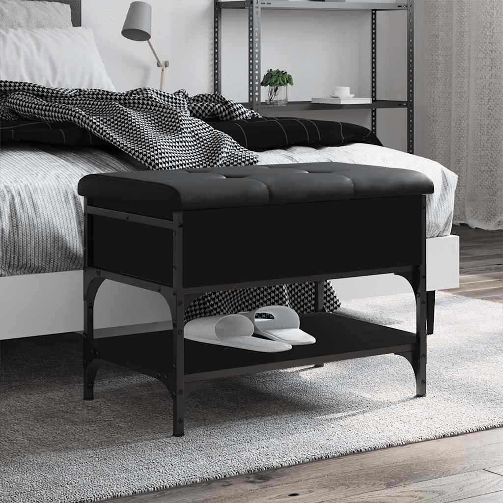 vidaXL Shoe Bench Black 62x42x45 cm Engineered Wood