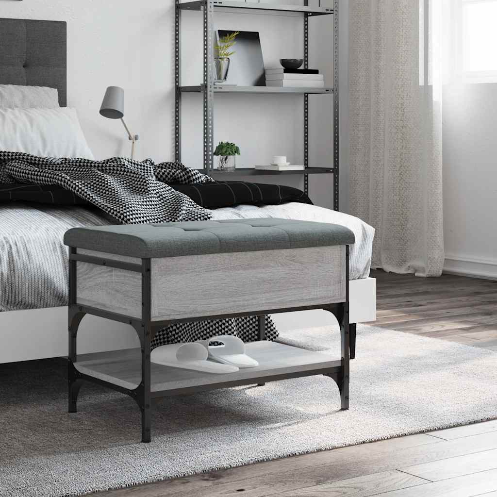 vidaXL Shoe Bench Grey Sonoma 62x42x45 cm Engineered Wood