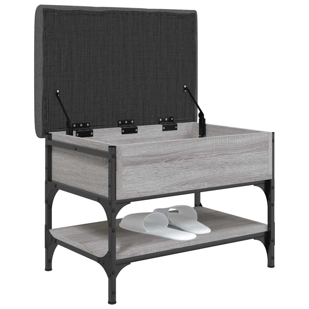 vidaXL Shoe Bench Grey Sonoma 62x42x45 cm Engineered Wood