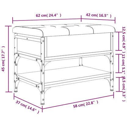 vidaXL Shoe Bench Grey Sonoma 62x42x45 cm Engineered Wood