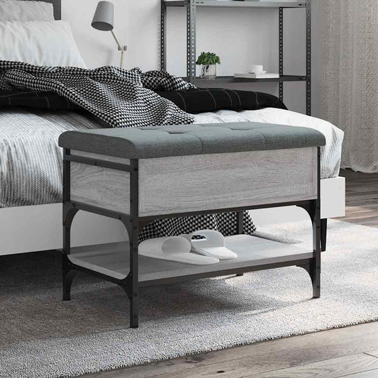 vidaXL Shoe Bench Grey Sonoma 62x42x45 cm Engineered Wood