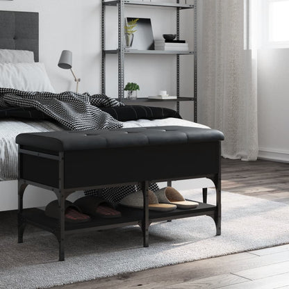 vidaXL Shoe Bench Black 82x42x45 cm Engineered Wood