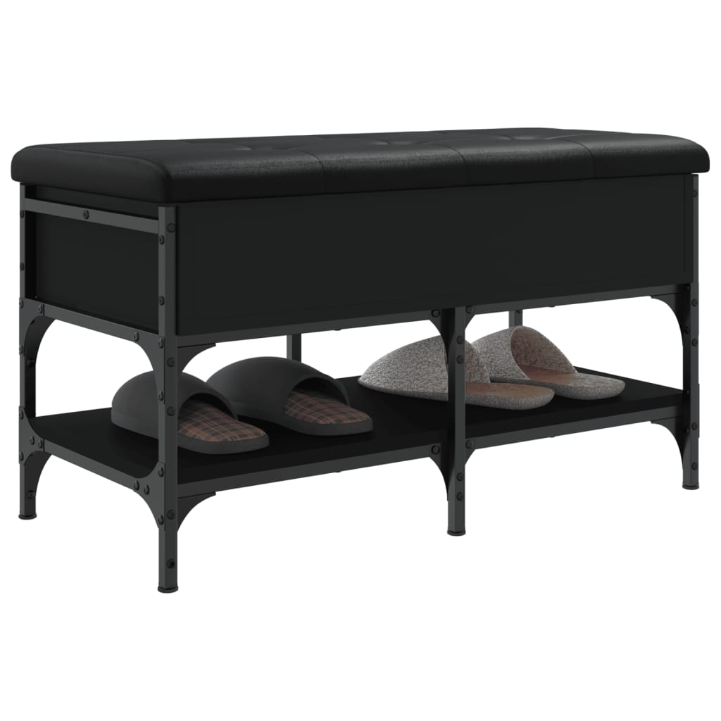 vidaXL Shoe Bench Black 82x42x45 cm Engineered Wood