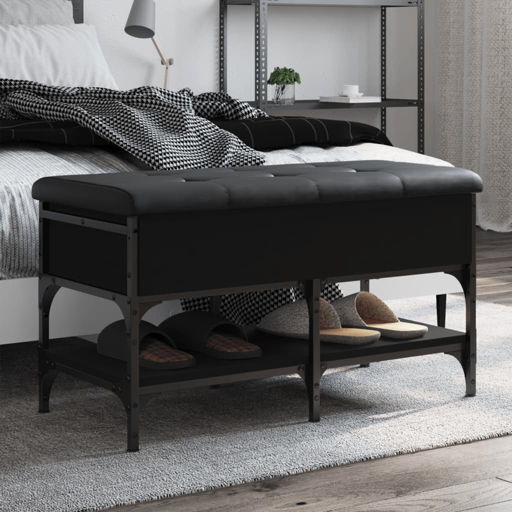 vidaXL Shoe Bench Black 82x42x45 cm Engineered Wood