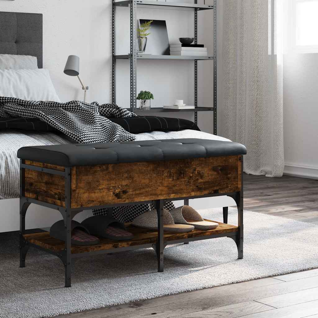 vidaXL Shoe Bench Smoked Oak 82x42x45 cm Engineered Wood